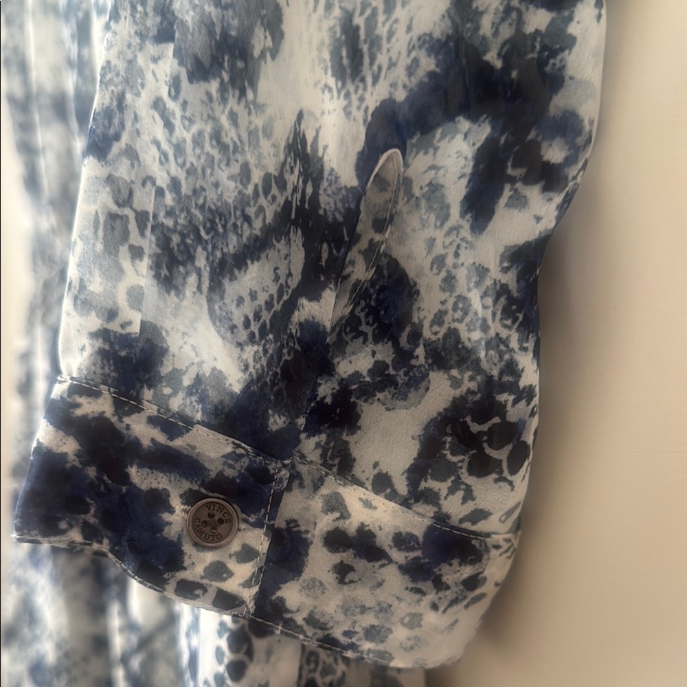 Vince Camuto Patterned Blue and White Women's Sleek & Simple Boho Indie Dress - Picture 8 of 8